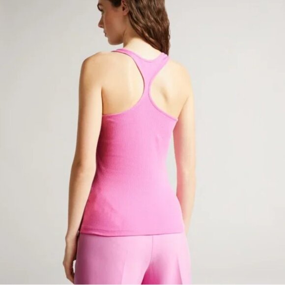 NWT Ted Baker Ribbed Jersey Racer Tank Top Lilac 6 - Picture 2 of 11